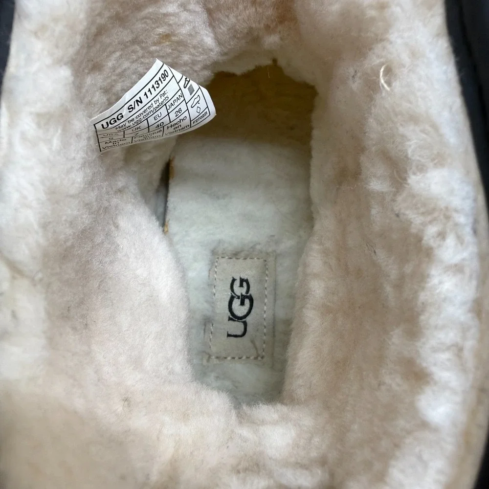UGG Classic Clear Mini Boots Womens 9 Sherpa Shearling Fur Lined Black Jelly